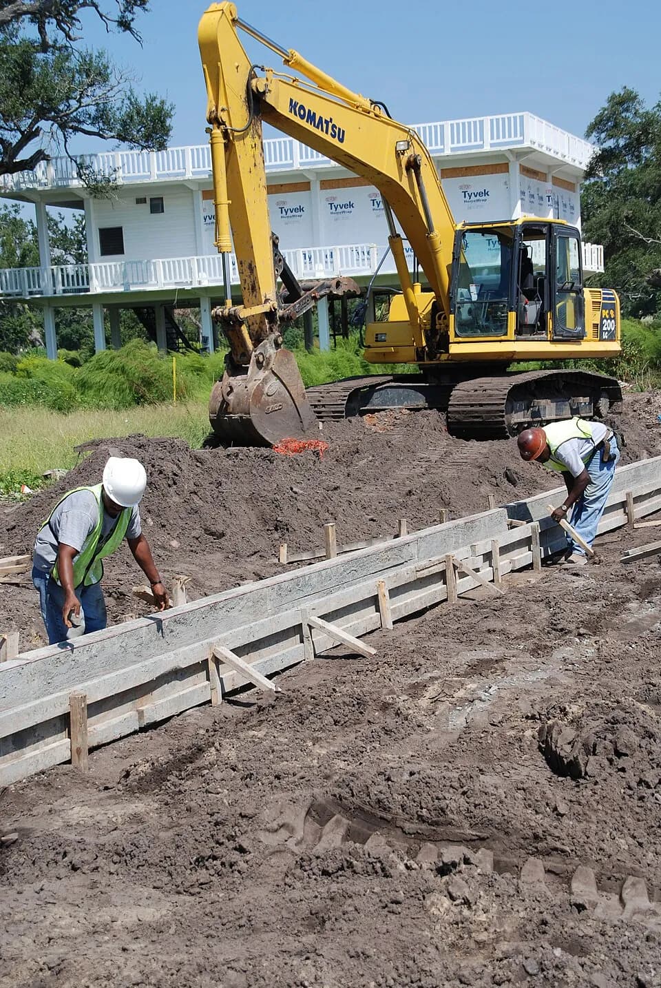 Excavated sewer line ready for repair